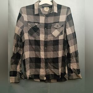 Vans Black and Gray Plaid Shirt